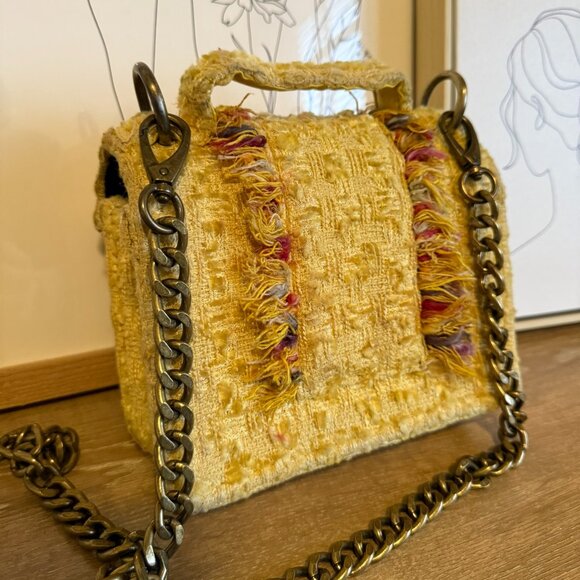 Kooreloo Yellow Petite Tweed Crossbody Bag - Picture 5 of 13